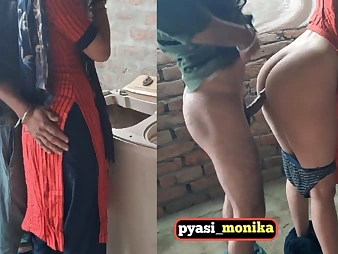 Hot Indian maid with massive ass gets humped hard by her cuckold partner