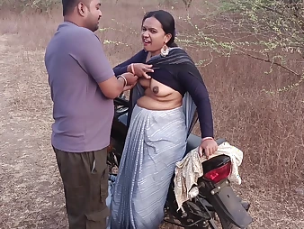 Natural Tits Horny Indian MILF Bhabhi Open-air Making love