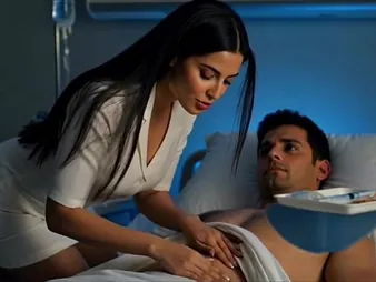 India's cock-squeezing vulva gets opened thither broad away from Nurse Filled Patient's tongue